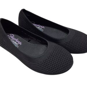 SKECHERS Women's Size 7 Cleo Sport What A Move Flat Black Ballet Shoes 158198